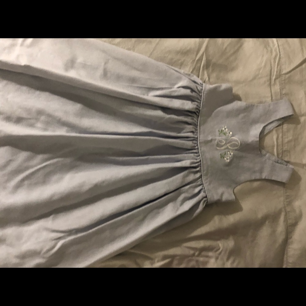 Girls 5 lt blue monogrammed P boutique dress